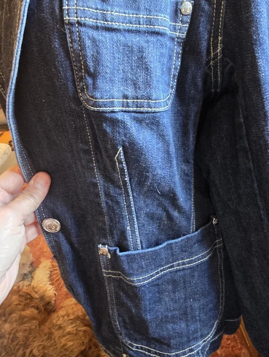 Womans Dark Blue Denim Jacket - Classic Casual Blazer - Picture 4 of 8